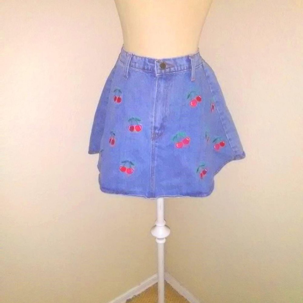 Vintage Cherry Cola denim retro skater Japan 90s skirt
